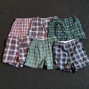 3/$20 - Set of Six Fruit of the Loom Youth Plaid Boxers - YS